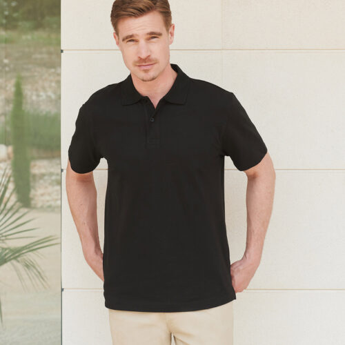 Stretch piqué polo shirt